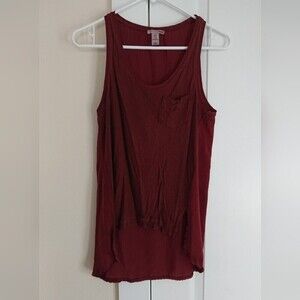 H&M Sleeveless High-Low Top with Front Pocket - wine color size 6